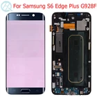 Оригинальный Super AMOLED ЖК-дисплей, для Samsung Galaxy S6 Edge Plus, дисплей с рамкой, 5,7 дюйма, SM-G928F, сенсорный ЖК-экран, Красные Тени