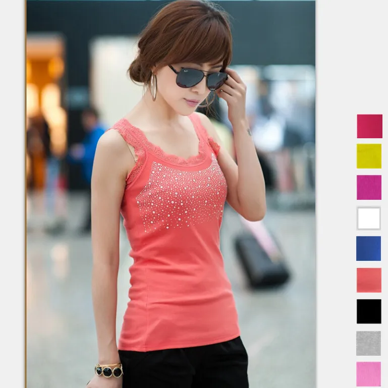 Летние женские топы на бретельках для девочек Элегантный жилет с кружевным