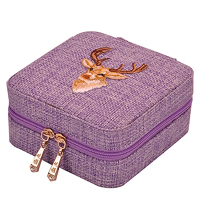 

New Linen Box Multifunction Necklace Ring Earings Bracelet Storage Box Organizer Girl Gift