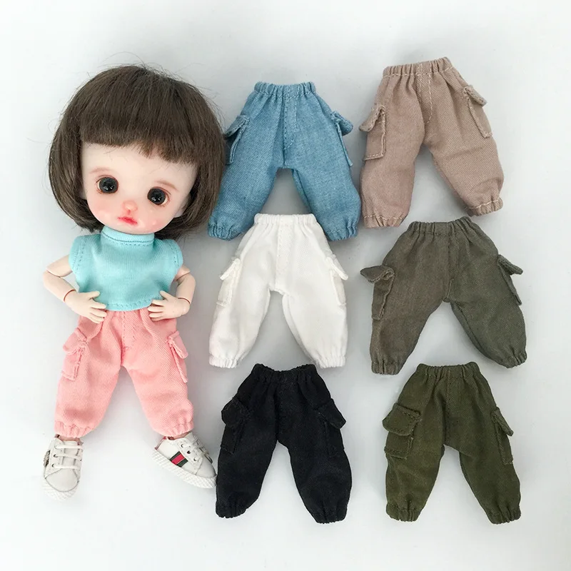 

New Ob11 Doll Clothes Pocket Trousers Casual Solid Color Pants 1/12 Doll House 16cm BJD GSC Obitsiu 11 Universal Accessory