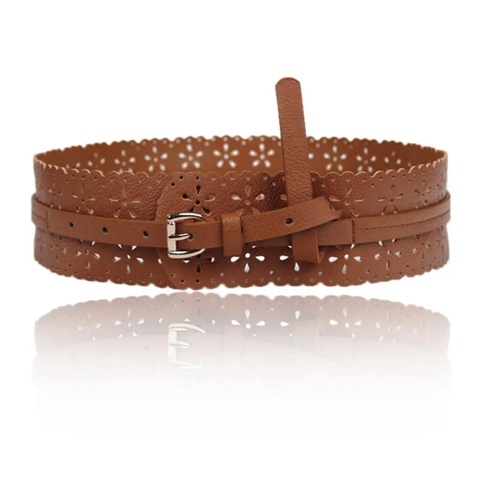 

Fashion Women Boho Lady Vintage Leather Hollow Out Waistband Accessories pasek damski cinturon mujer #3S11#N