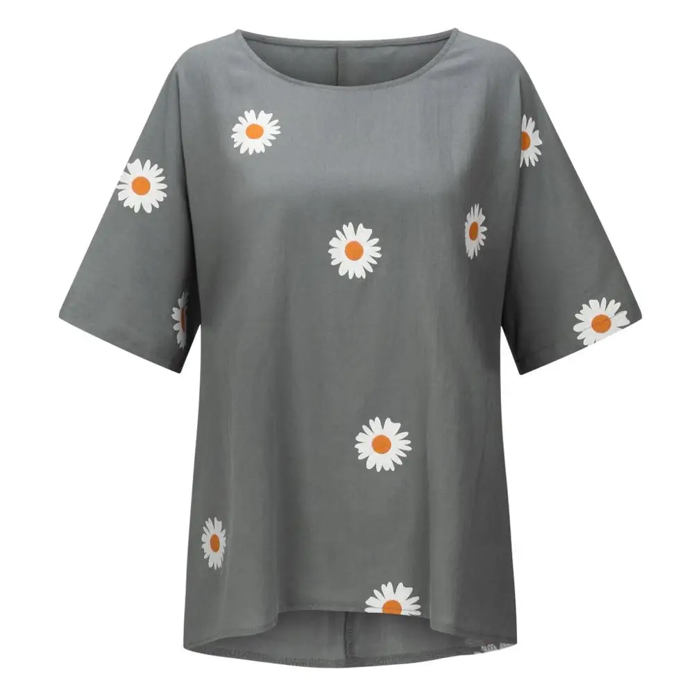 Летняя женская рубашка с вышитыми хризантемами туника блузка женские блузы