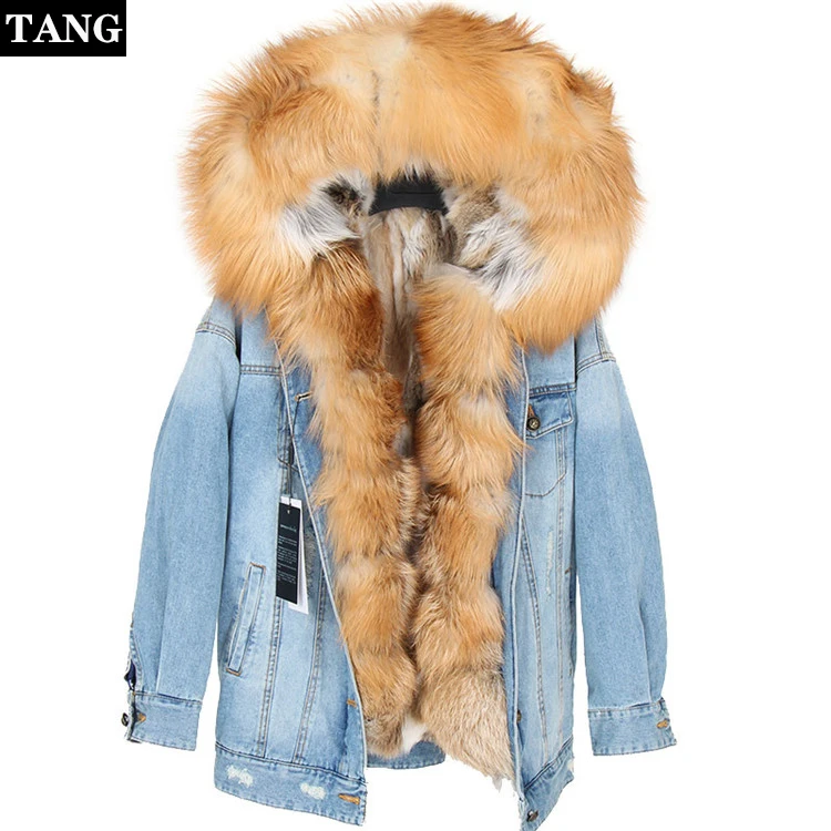 2019 Длинная зимняя женская куртка с капюшоном из натурального меха енота толстые