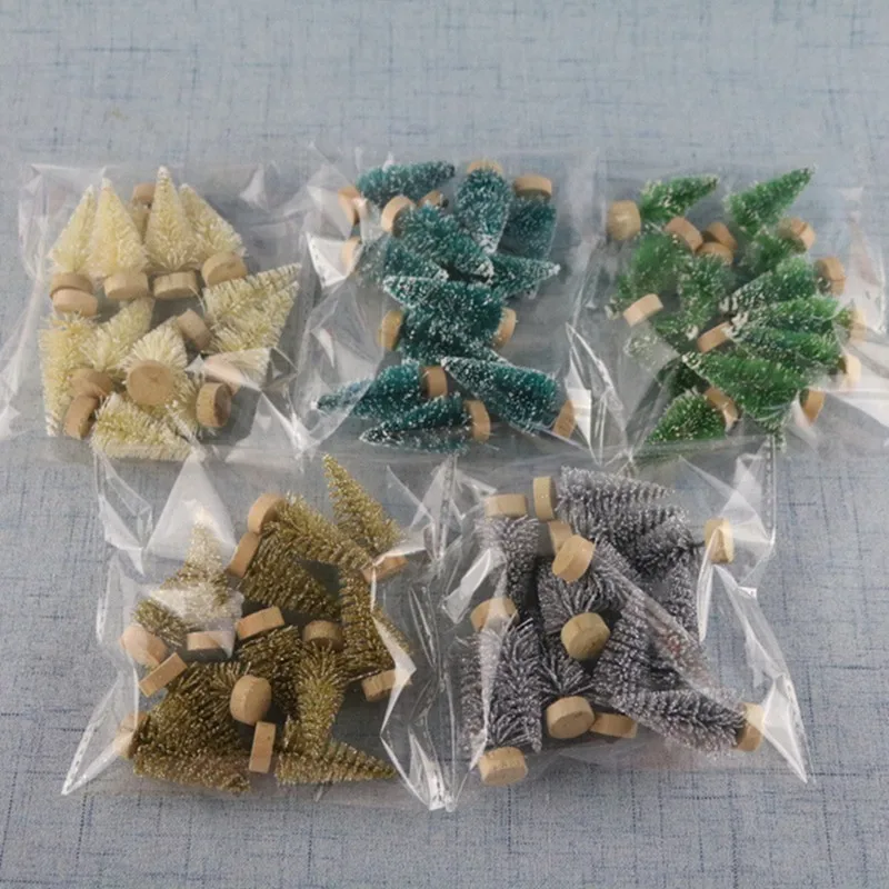 

12 Piece Mini Christmas Tree Sisal Silk Cedar - Decoration Small Christmas Tree - Gold Blue Green White Mini Tree