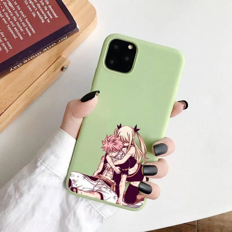 

Fairy Tail Phone Case Green Candy Color for iPhone 6 7 8 11 12 s mini pro X XS XR MAX Plus