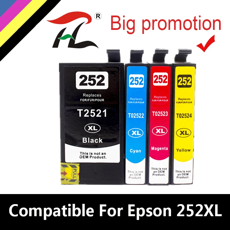 

HTL Compatible ink cartridge T252XL 252XL Replace for Epson T252 T2521 WorkForce WF-7110 7210 3620 3640 7610 7620 7710 Prinetr