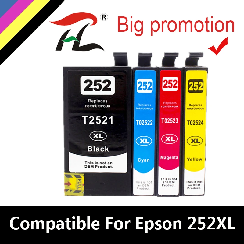 Совместимый с HTL картридж чернилами T252XL 252XL замена для Epson T252 T2521 внешний диаметр