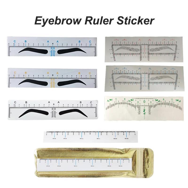 

100pcs Disposable Eyebrow Stencil Sticker Microblading Eyebrow Ruler Permanent Makeup Brow Shaping Measuring Tools PMU Accessory