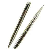 acmecn 2pcs lot embossing twin pen sets for business stationery gifts etching design silver ball pen mechanical pencil sets