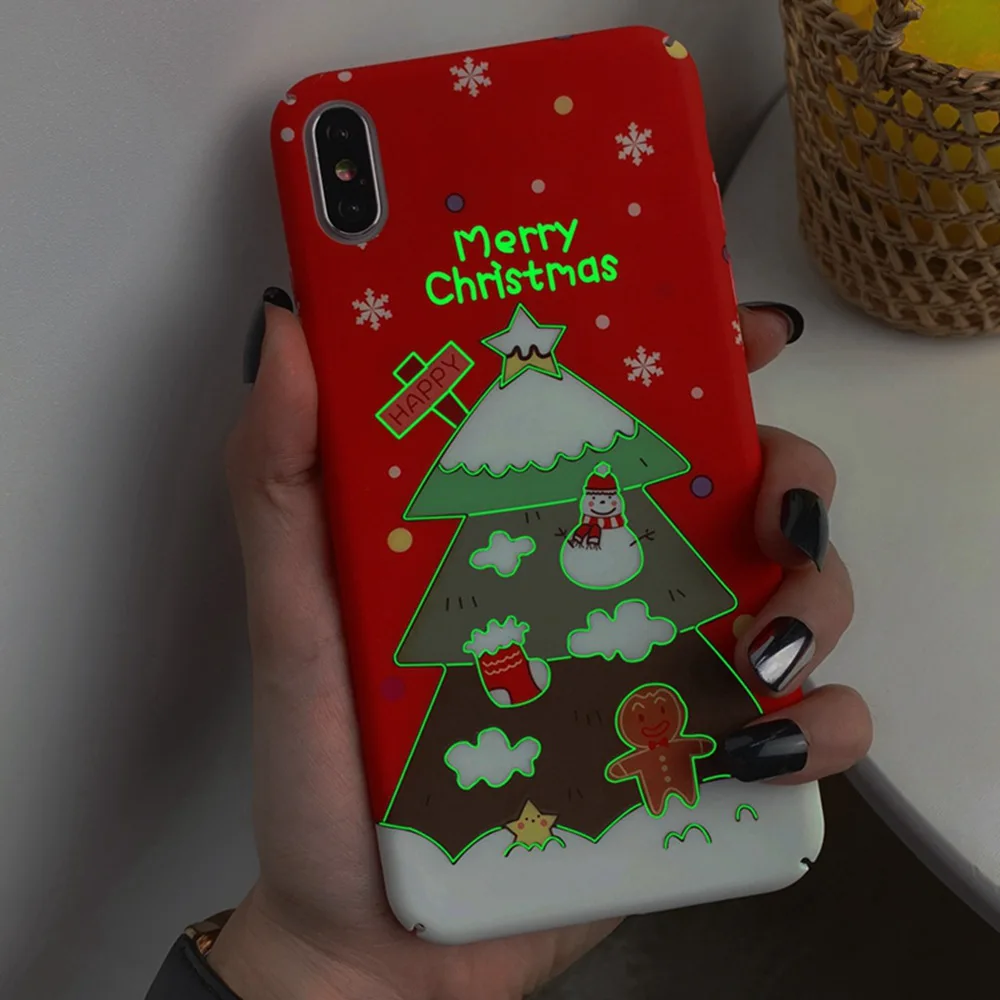 KISSCASE Snow Christmas Phone Case For iPhone XR 7 8 6 6S Plus X XS MAX New Year Luminous Cases XI 11 2019 Back Cover |
