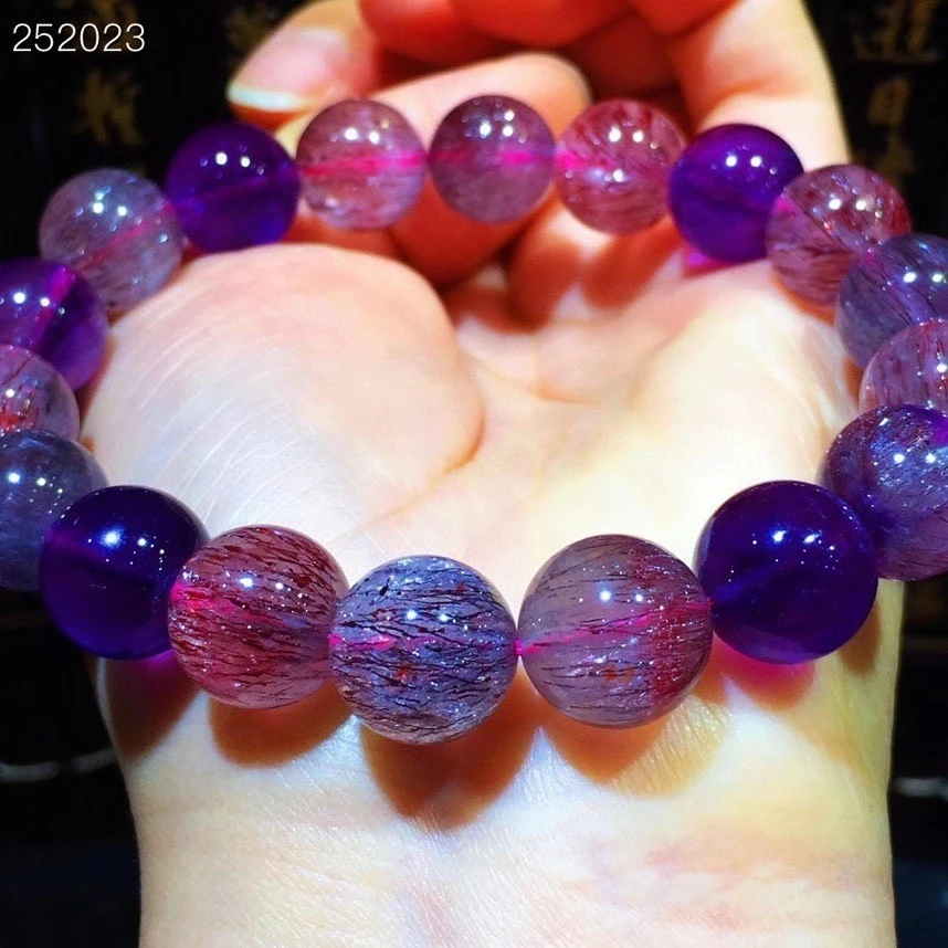 

Natural Colorful Super Seven 7 Rutilated Quartz Bracelet 11.6mm For Women Men Clear Round Beads Bracelet Genuine AAAAA