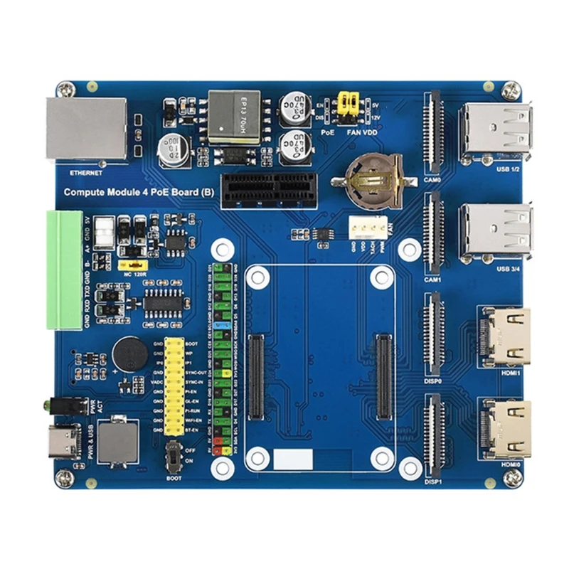 

POE IO USB 2.0 Expansion Board Ethernet Interface RS485 RS232 Connection Hub for RPI Raspberry Pi Computer Module 4 CM4