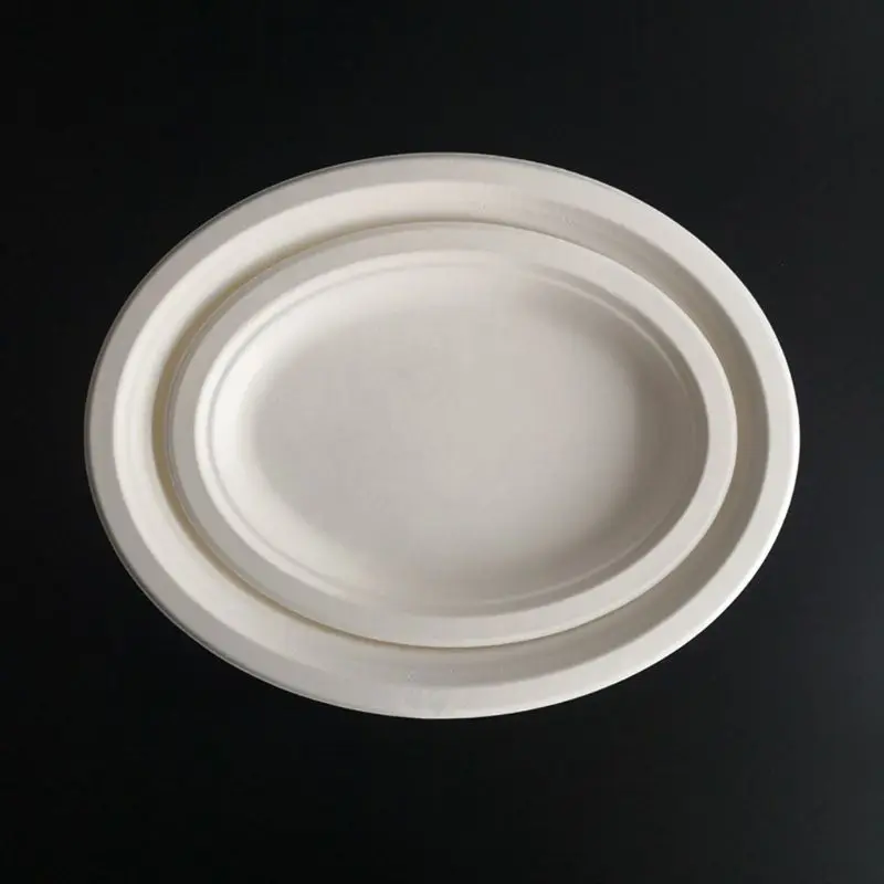 50 шт. одноразовые биоразлагаемые тарелки 10/12 дюйма овальные для еды|Одноразовые