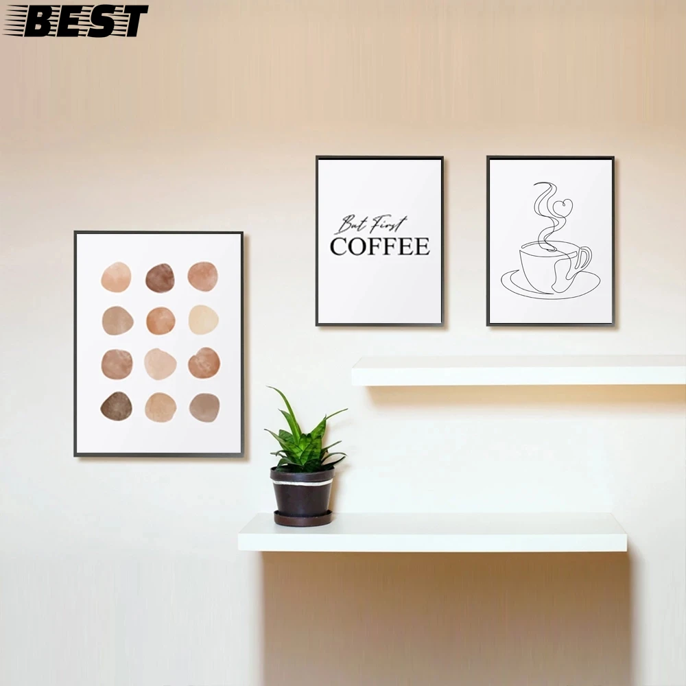 

Настенная картина с напитками, Абстрактная Картина на холсте с изображением кофе, минималистичный постер с линией, нейтральные принты, деко...