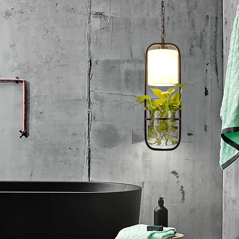 

Pendant Light Garden Flowers Potted Plants Pendant Lamp Wrought iron Glass Garden Suspension Lights Nordic bar Bedroom Lamp G176