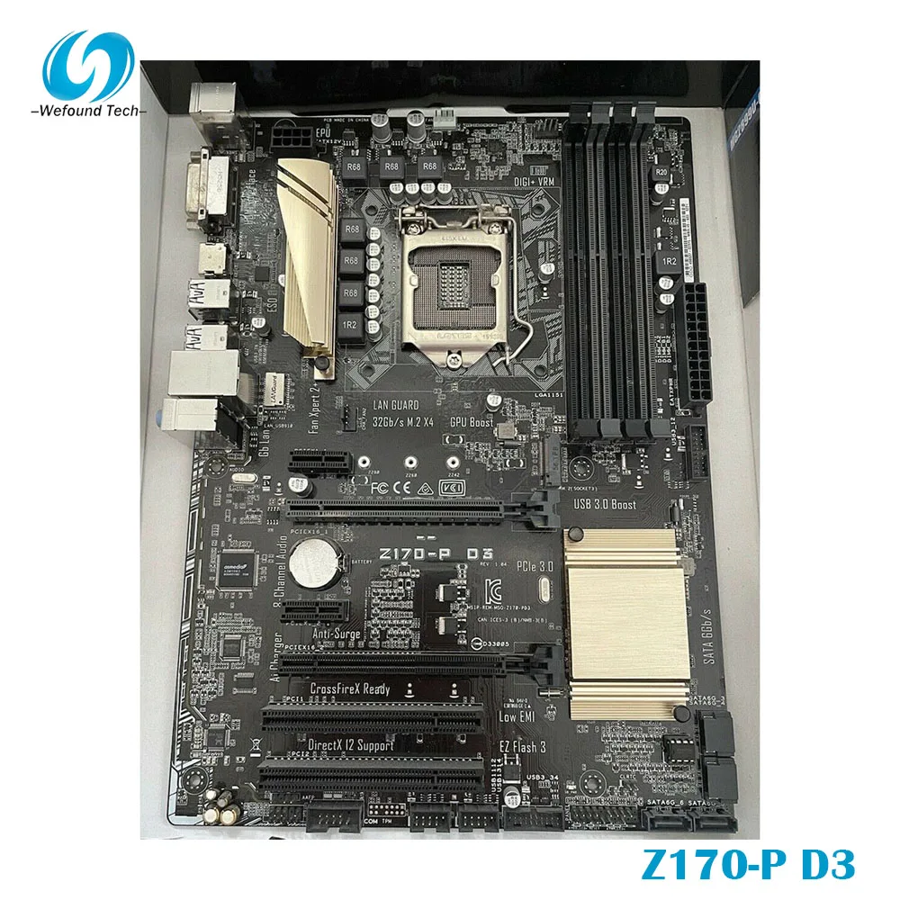 

100% рабочая игровая материнская плата для ASUS Z170-P D3 ATX LGA1151 DDR3 Z170