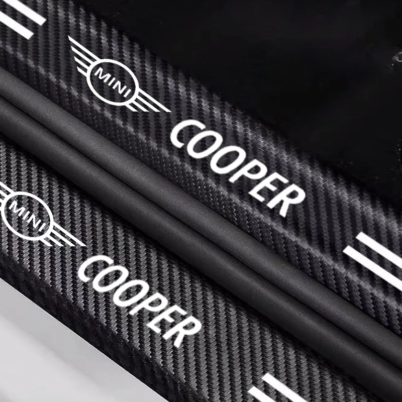 

Миниатюрная Защитная Наклейка медный порог R50 F56 R56 порог машины, защитная наклейка из углеродного волокна, наклейка на педаль