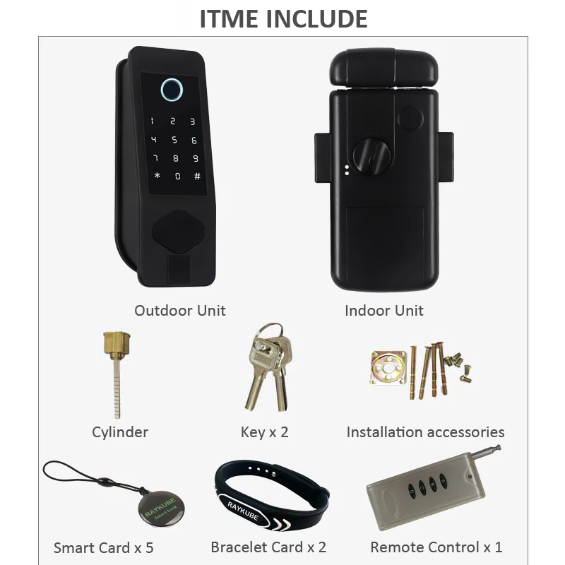 RAYKUBE Smart Door Lock Wifi Bluetooth Fingeprint Password 13.56mhz M1 Card Gateway Support Alexa Home Security Door Lock W6