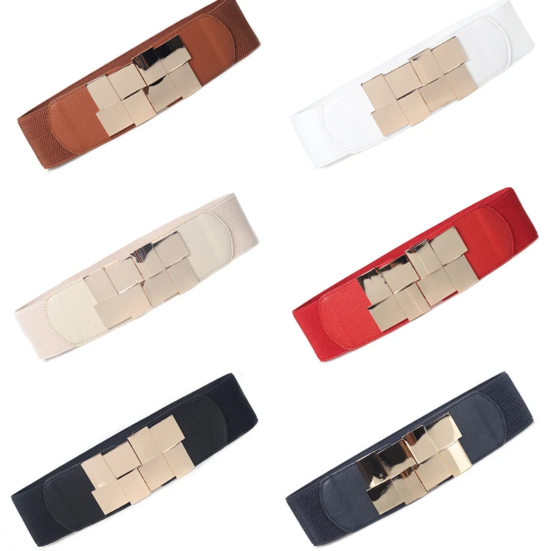 Новая модная женская эластичная юбка с широким поясом квадратная строчка