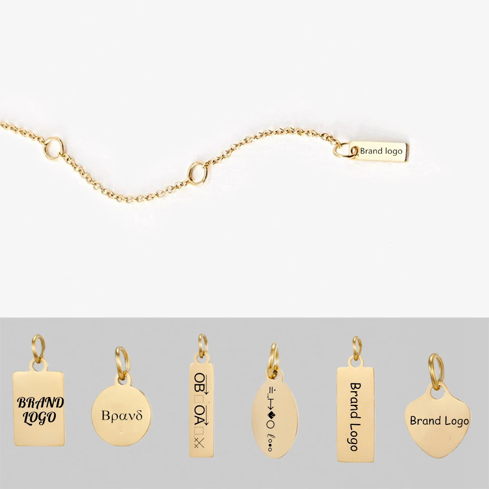 316L Нержавеющая Сталь Пользовательский логотип тег Простой Шарм для ожерелья