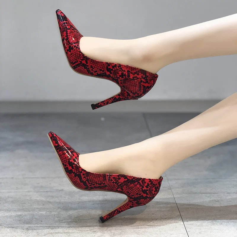

summer new 2021 Women's shoes 2021 new large low top pointed women's daily thin heel snake high heel women's shoes