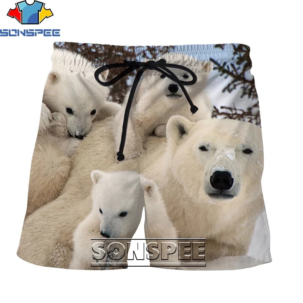 

SONSPEE Fashion Polar Bear Series 3D Printing Men's Shorts Summer Creative Harajuku Personality Hip Hop Street Casual