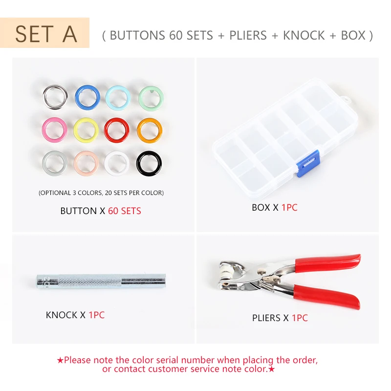 

60 Sets 9.5mm Custom color Metal Prong Ring Buttons Press Studs Sewing Craft Fastener Snap Pliers Craft Tool Buttons For Clothes