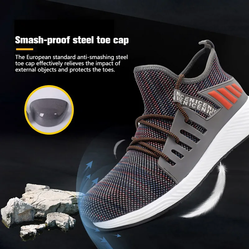 Легкая Рабочая обувь со стальным носком мужские неразрушаемые кроссовки дышащие