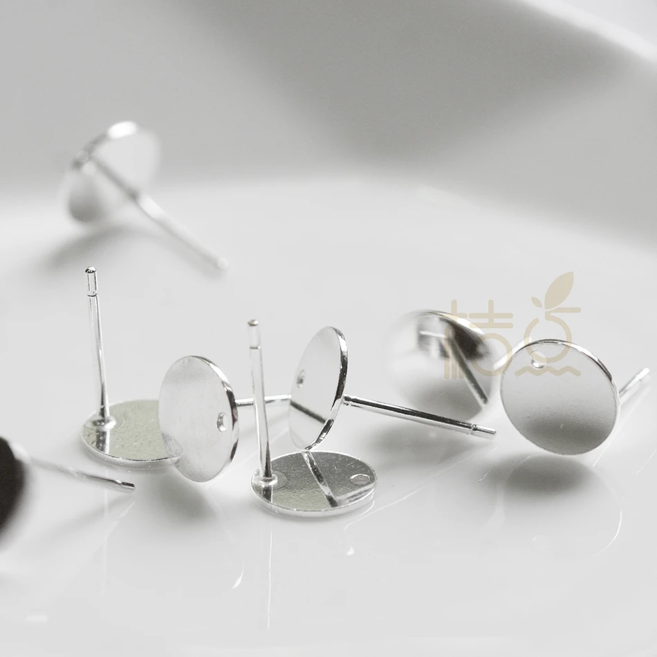 2 шт. (одна пара) Твердые 925 пробы серебряные серьги в поисках-серьги круглые-8 мм