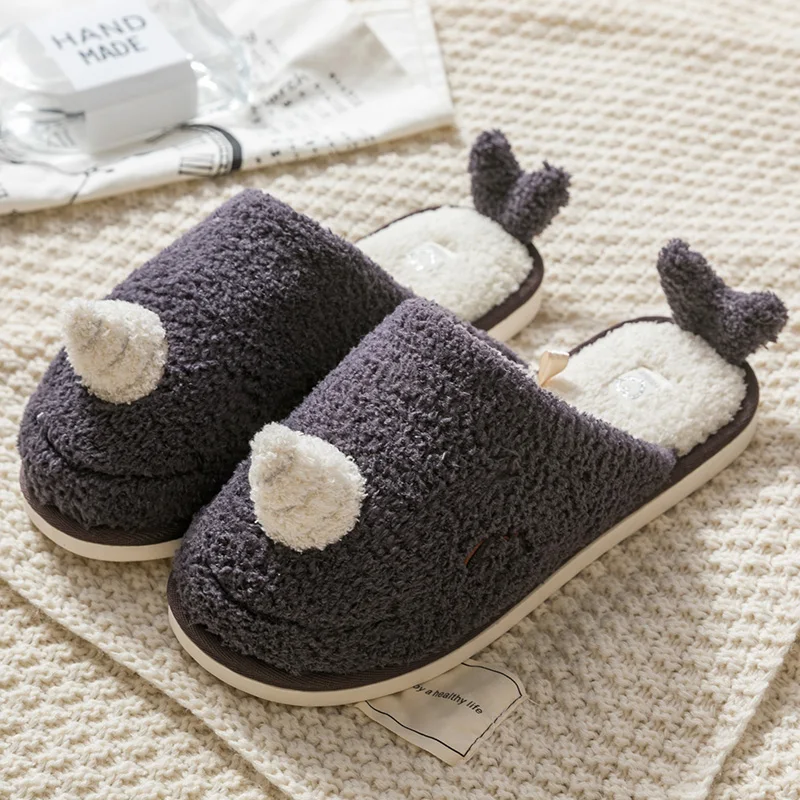 Обувь для дома женские теплые меховые плюшевые тапочки плоская подошва Модные