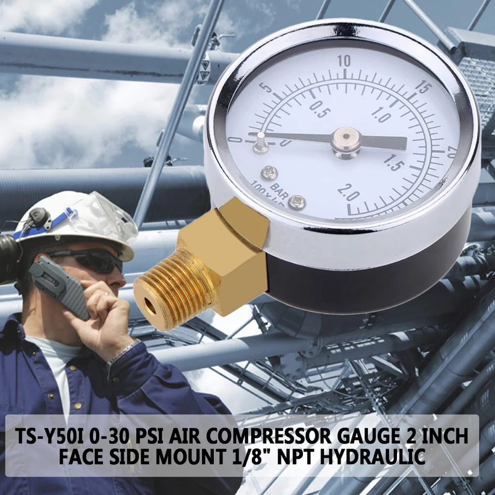 0 ~ 30PSI 2Bar воздушный компрессор 2 &quotлицевое Боковое крепление 1/8&quot NPT