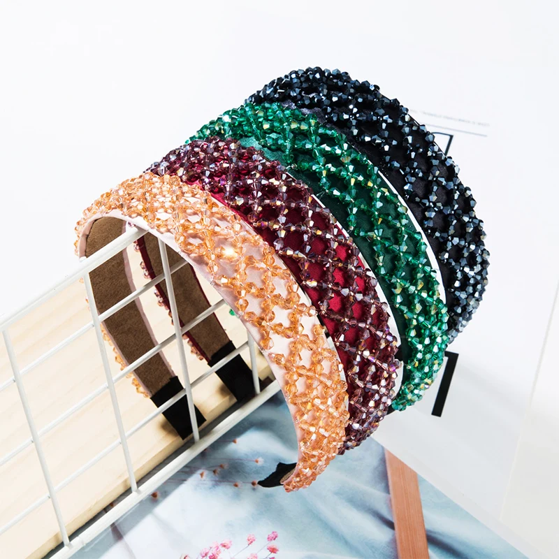 

Female Velvet Hair Band Crystal Shiny Thick Hair Band Luxury Shiny Girl Rhinestone Fashion Headdress Headband