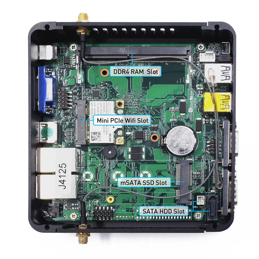 Мини-ПК VENOEN безвентиляторный Intel Celeron J4125 J4105 1 * DDR4 HD VGA HTPC низкая мощность ДЕШЕВАЯ