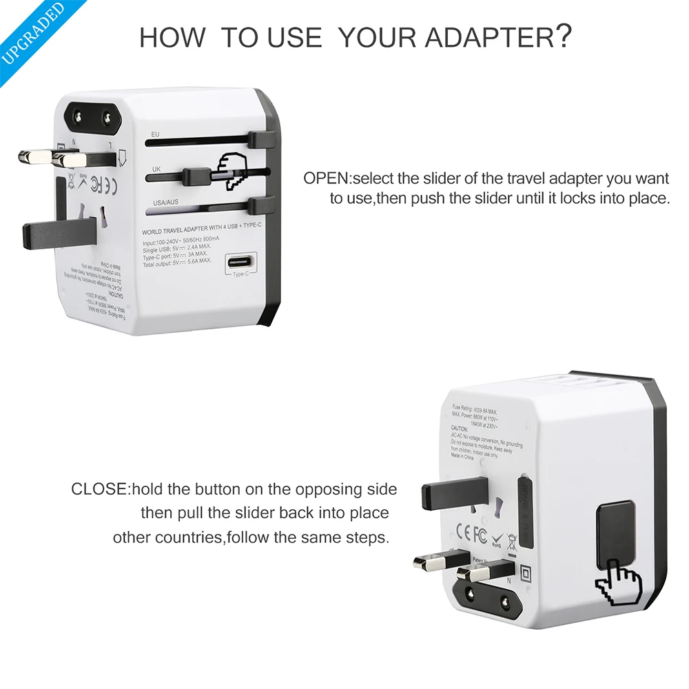 Дорожный адаптер Rdxone универсальный питания зарядное устройство мировой