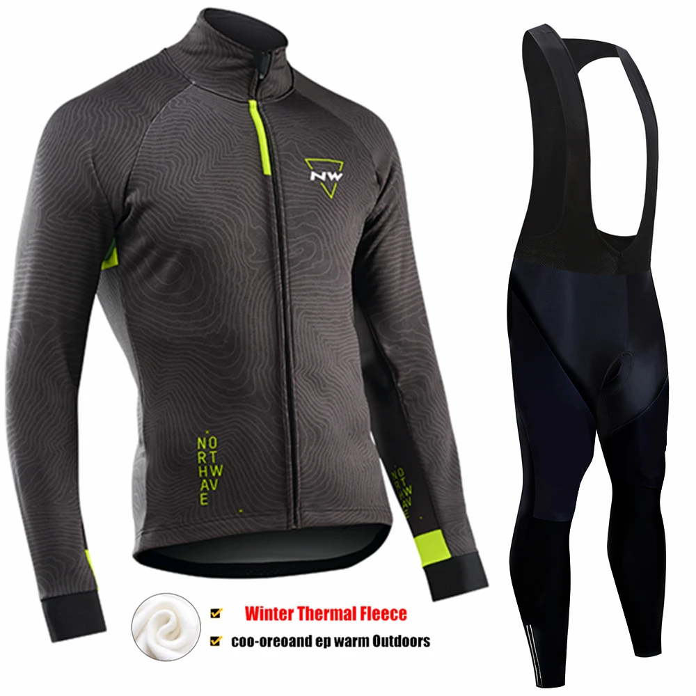 Pic Color Northwave теплая Зимняя Теплая Флисовая велосипедная одежда NW Мужской трикотажный костюм для езды на велосипеде MTB Одежда комбинезон комплект - Цвет: Pic Color