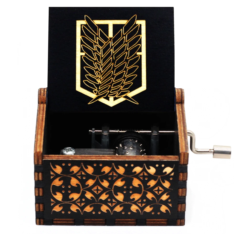 Резная деревянная музыкальная шкатулка с аниме-фигуркой рассекающего демонов