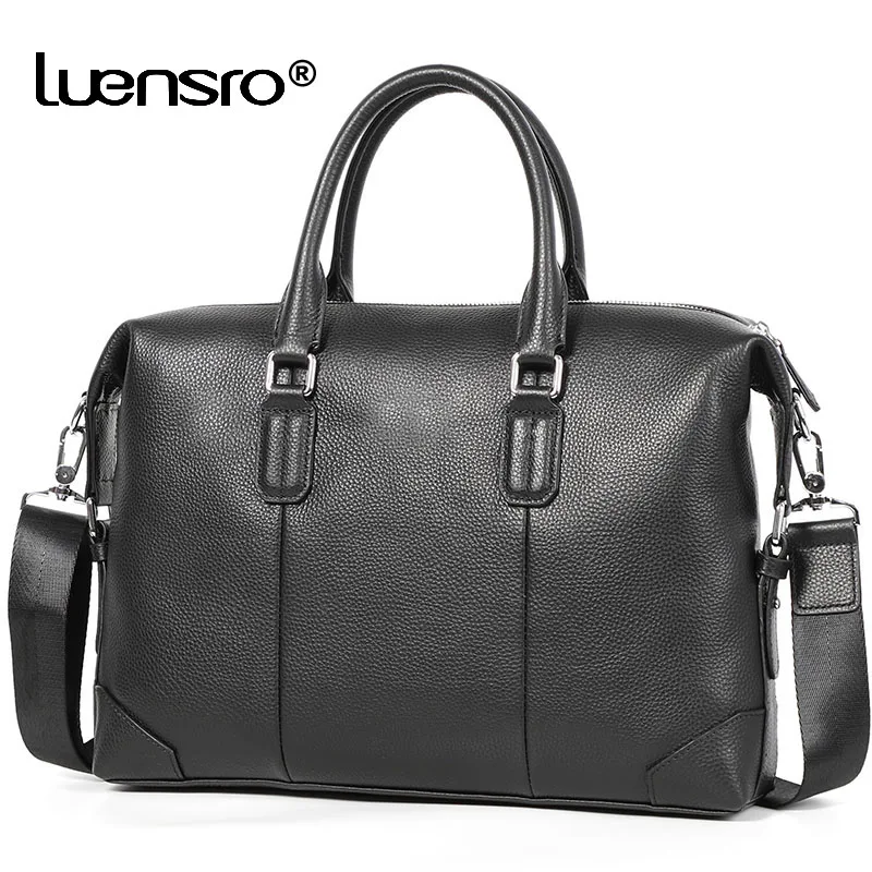 Мужская сумка из 100% натуральной кожи модный портфель через плечо дорожная с