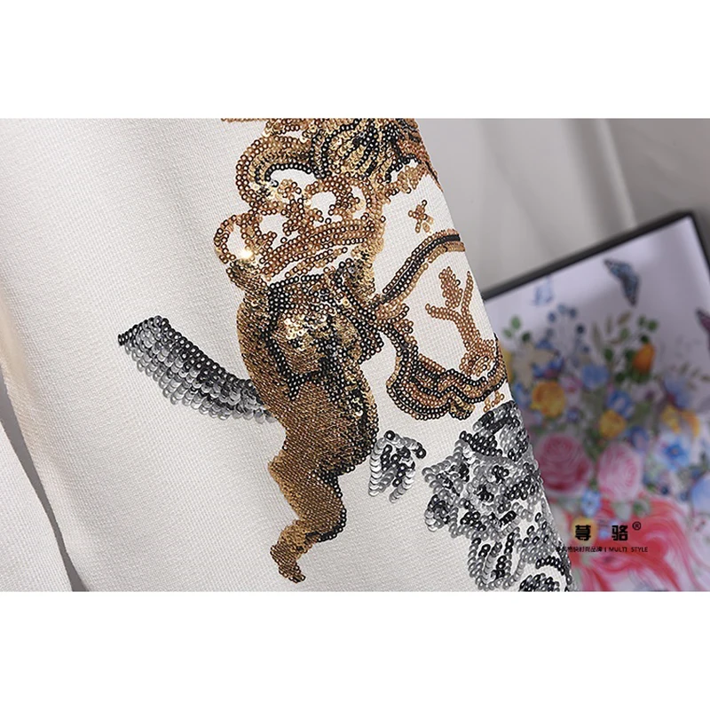 

2021 Autumn Fashion Sequins Flowers Knitted Tracksuit Set Women Loose Gray Black White Sweater Pencil Pants 2pcs Outfits Female