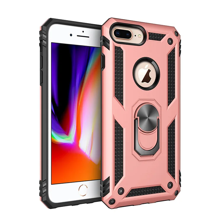 rose golden Для iphone 7 чехол противоударный чехол автомобильный держатель кольцо корпус чехол для iphone 8 6 6S Plus 5 5S se& iphone X XR XS 11 pro MAX - Цвет: rose golden
