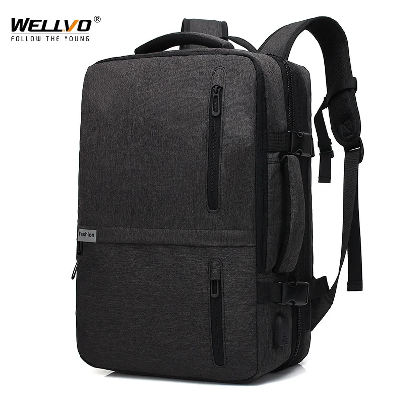 Men Multifunction 17'' Laptop Backpack Large Capacity Expansion Travel Backpacks Water Repellent USB Charging Work Bag XA295ZC