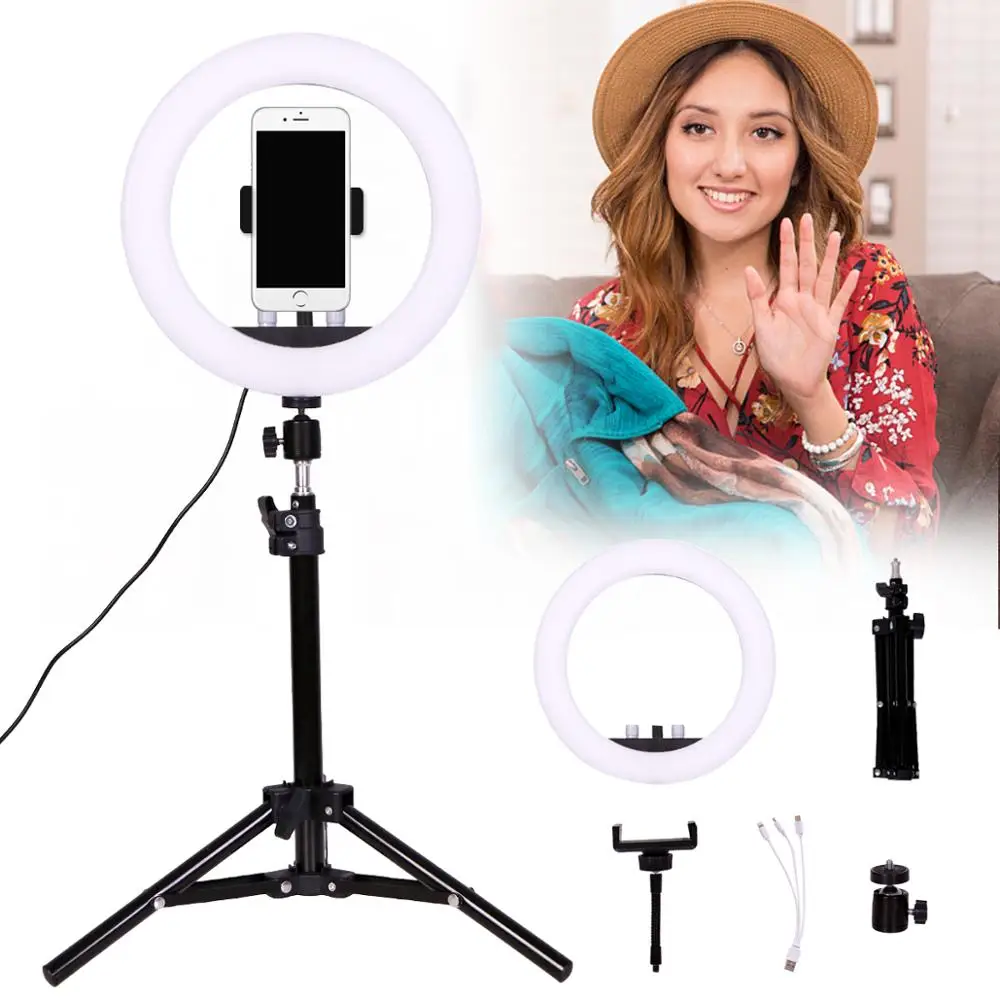 GSKAIWEN 10 дюймов светодиодный светильник для студийной съемки селфи с регулируемой