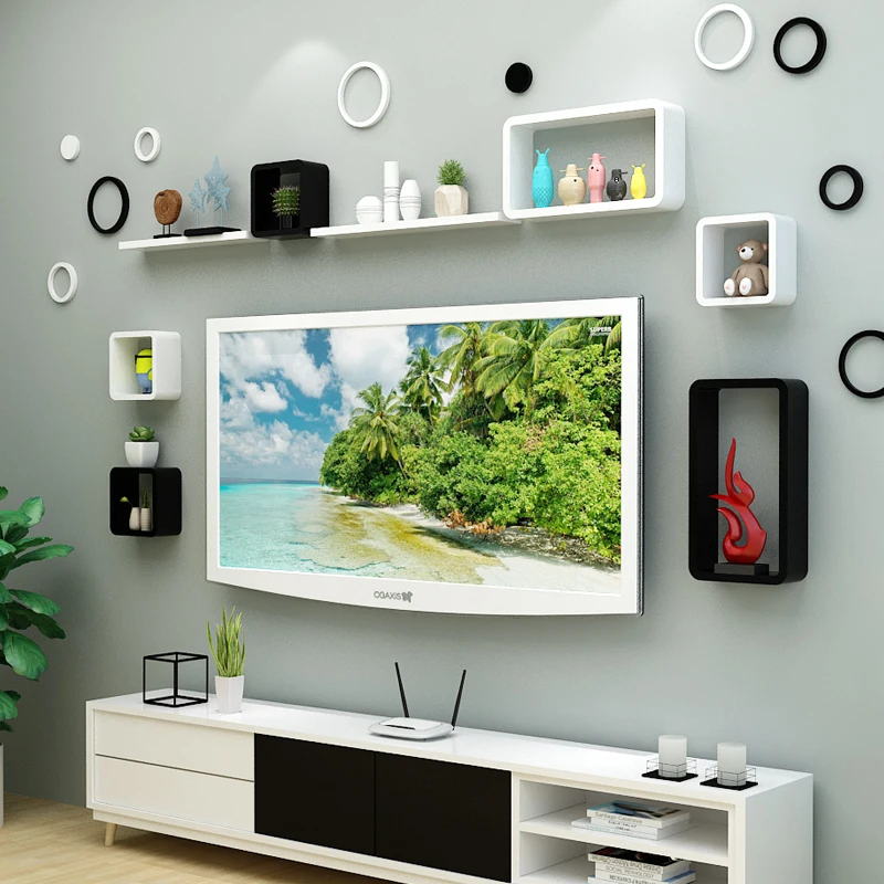 

Wooden Wall Shelf Simple Creative Lattice For Bedroom Living Room Wall Deco Clapboard Wall Decoration Shelf Diverse Combinations