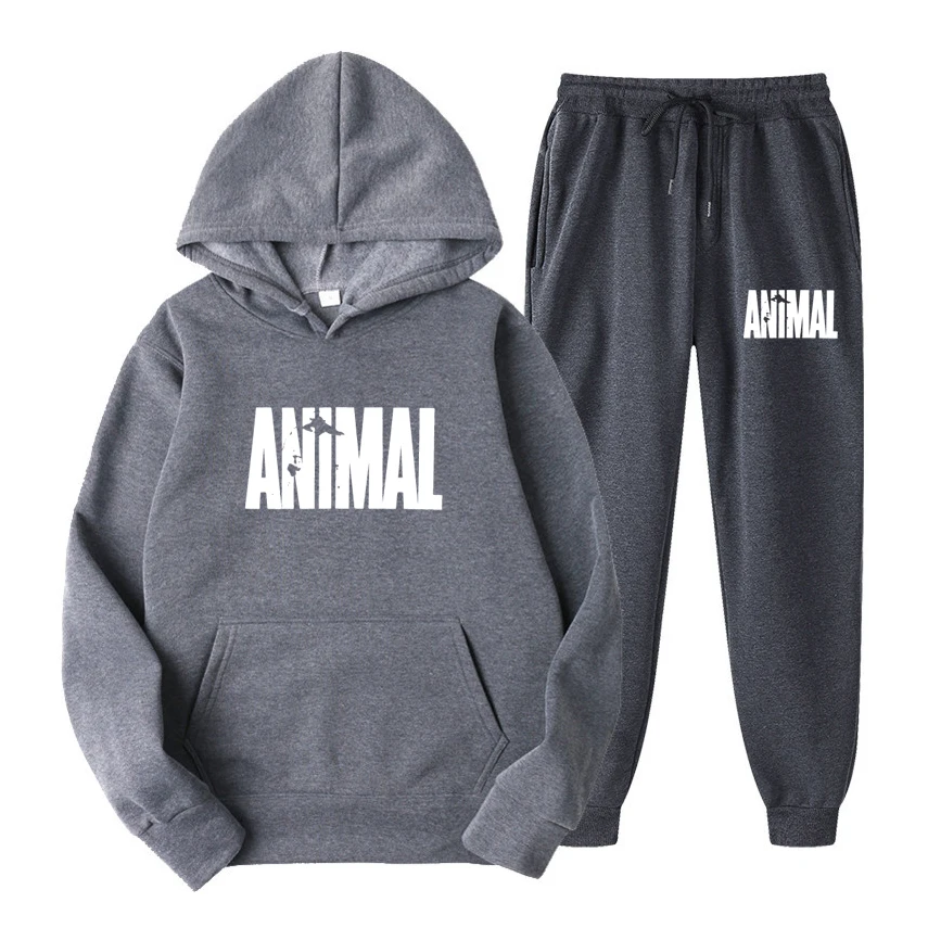 

ANIMAL Print Men's Sportswear Sets Patchwork Zipper Tracksuit Men Autumn Casual Hooded Sweatshirt Hoodies 2PC+Pants Jogging Suit