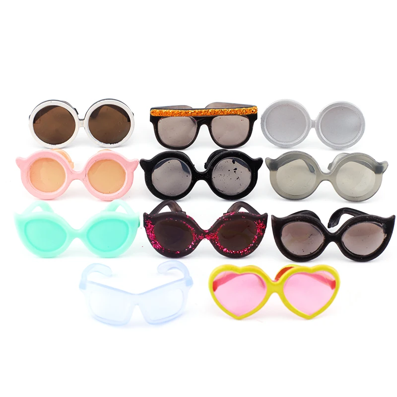 

2pcs Doll Accessories Round Eyeglasses Glasses Sunglasses Toy Photo Props Pet Dog Cat Sunglasses 3.5cm dolls accessories