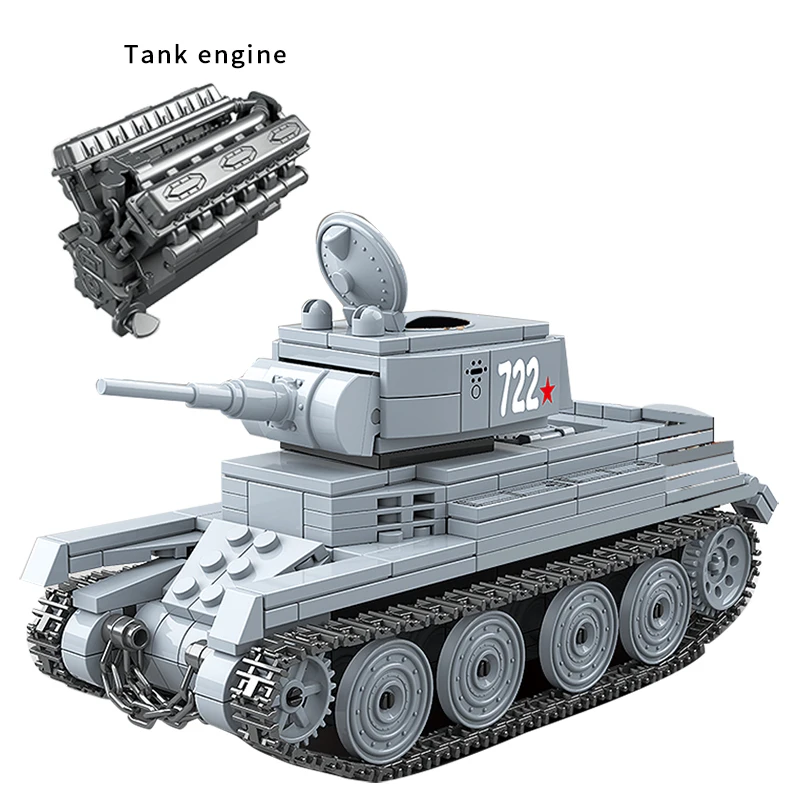 462 шт. военный советский BT-7 светильник Танк солдат строительные блоки WW2 Танк оружие аксессуар кирпичи армейские игрушки для детей Подарки
