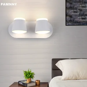 Modern LED Wall Lamp 360 Degrees Adjustable Aisle Sconce Living Room Bedroom Lights Black White Aluminum Acrylic Wall Sconce
