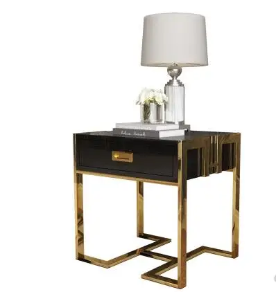 

Simple and light luxurious postmodern storage Angle a few toughened glass living room sofa side ark gold edge several hotel beds