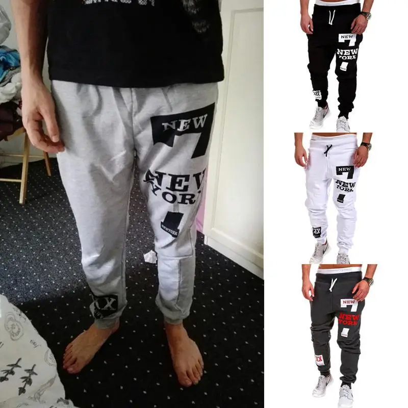 

Брюки мужские спортивные с принтом букв, повседневные свободные штаны в стиле хип-хоп, уличная одежда с кулиской для воркаута