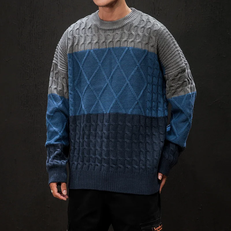 Толстый зимний свитер для мужчин теплый Модный трикотажный пуловер популярного