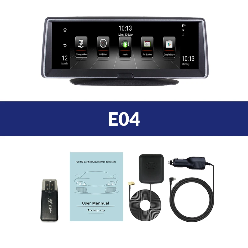 E-ACE, Автомобильный видеорегистратор, 8 дюймов, автомобильная камера, 4G, Android FHD, 1080 P, видео регистратор, gps навигация, ADAS, удаленный монитор, видеорегистратор с двумя объективами